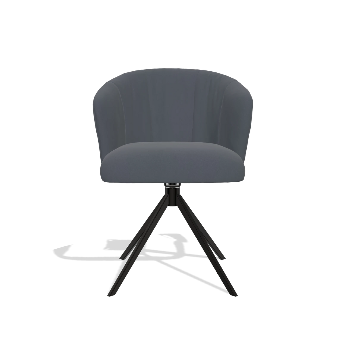 Sedia da pranzo Lecce 6703 in Pelle B961 (grigio scuro), base girevole in nero, vista frontale