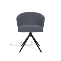 Sedia da pranzo Lecce 6703 in Pelle B961 (grigio scuro), base girevole in nero, vista frontale