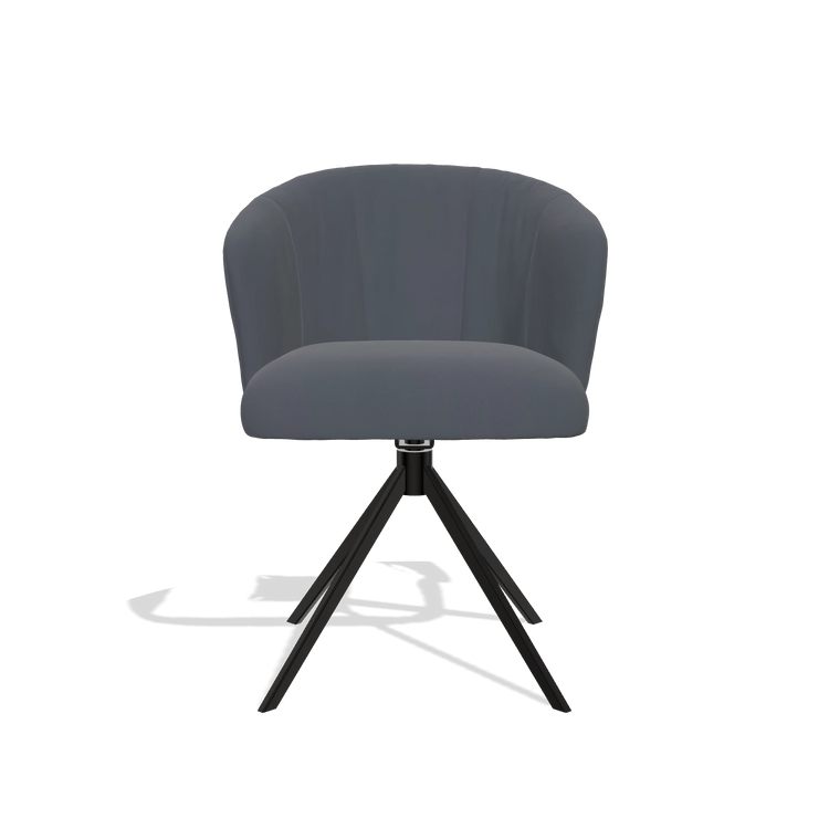 Sedia da pranzo Lecce 6703 in Pelle B961 (grigio scuro), base girevole in nero, vista frontale