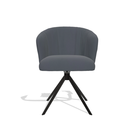 Chaise de salle à manger Lecce 6703 en Cuir B961 (gris foncé), pied pivotant en noir, vue de face