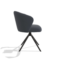 Sedia da pranzo Lecce 6703 in Pelle B961 (grigio scuro), base girevole in nero, vista laterale