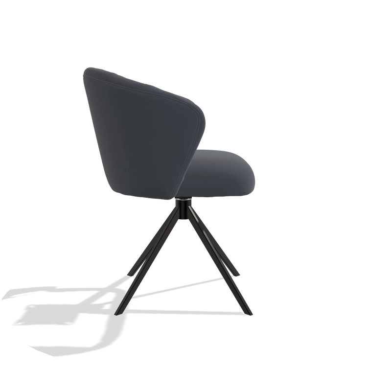 Sedia da pranzo Lecce 6703 in Pelle B961 (grigio scuro), base girevole in nero, vista laterale