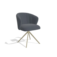 Sedia da pranzo Lecce 6703 in Pelle B961 (grigio scuro), base girevole in champagne, vista angolata