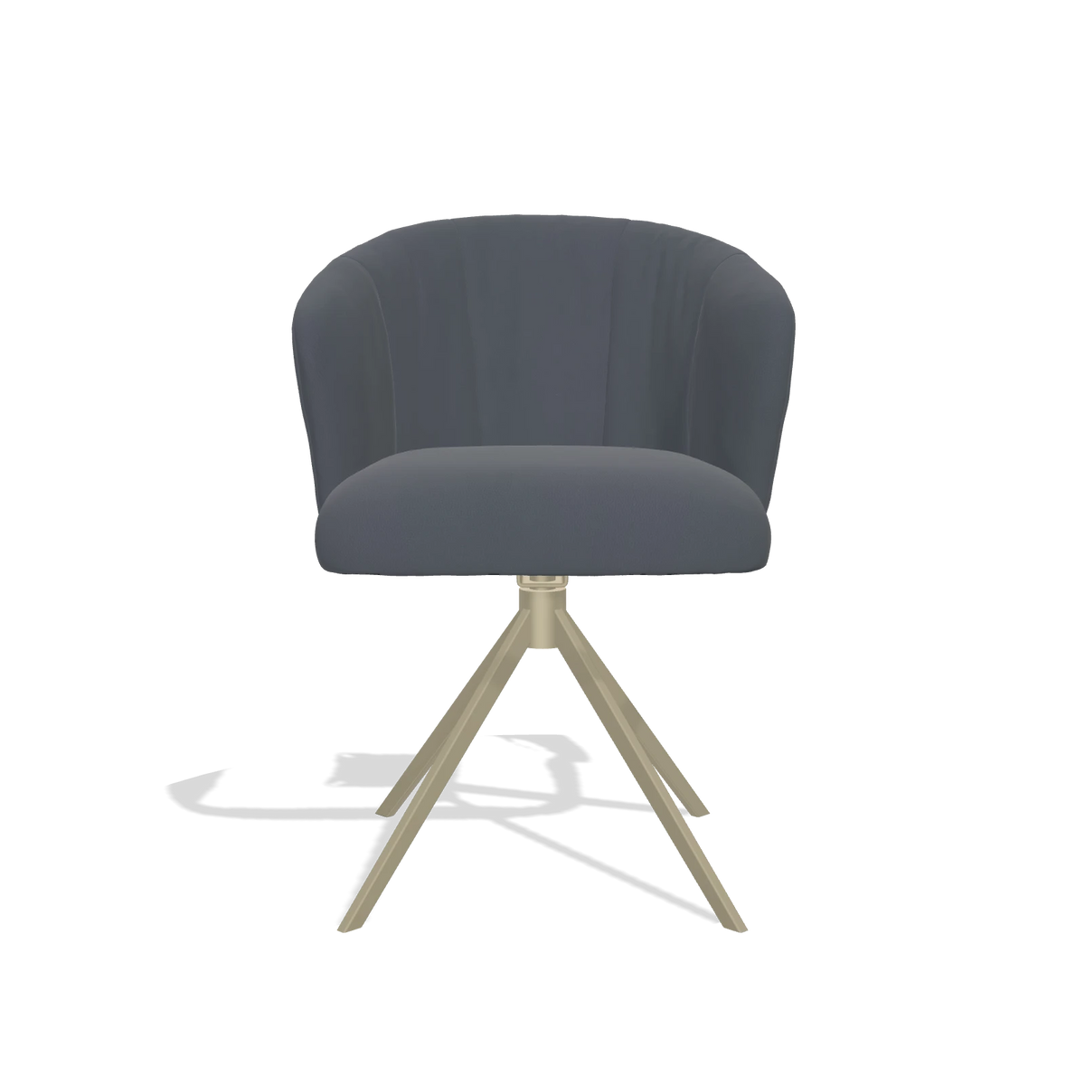 Sedia da pranzo Lecce 6703 in Pelle B961 (grigio scuro), base girevole in champagne, vista frontale