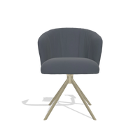 Sedia da pranzo Lecce 6703 in Pelle B961 (grigio scuro), base girevole in champagne, vista frontale
