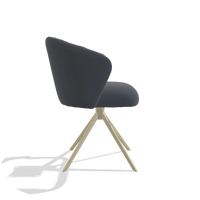 Sedia da pranzo Lecce 6703 in Pelle B961 (grigio scuro), base girevole in champagne, vista laterale