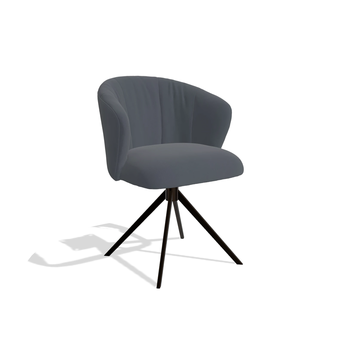 Sedia da pranzo Lecce 6703 in Pelle B961 (grigio scuro), base girevole in espresso, vista angolata