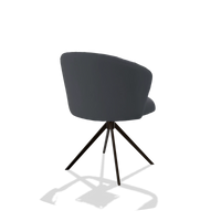 Sedia da pranzo Lecce 6703 in Pelle B961 (grigio scuro), base girevole in espresso, vista posteriore angolata