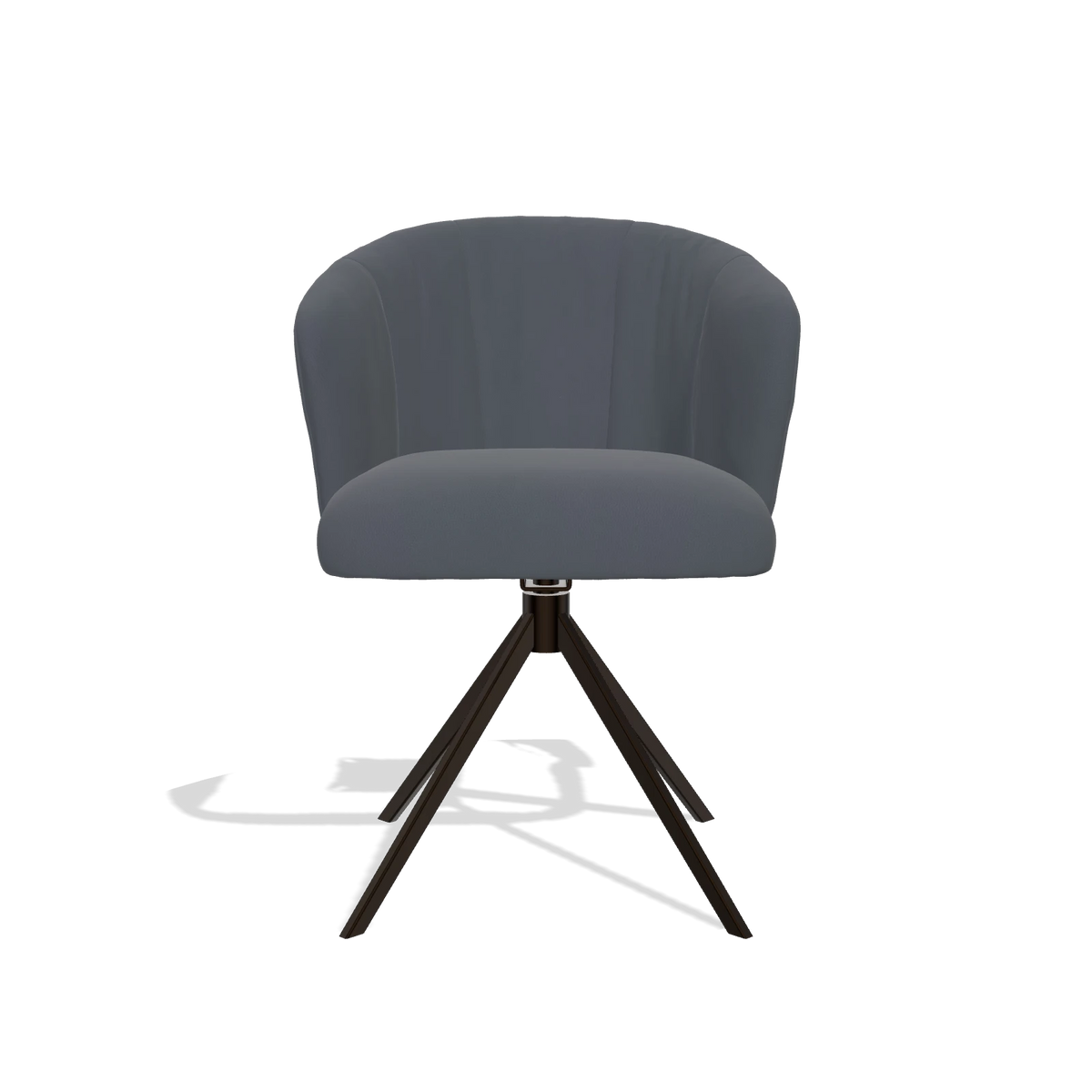 Sedia da pranzo Lecce 6703 in Pelle B961 (grigio scuro), base girevole in espresso, vista frontale