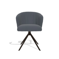 Sedia da pranzo Lecce 6703 in Pelle B961 (grigio scuro), base girevole in espresso, vista frontale