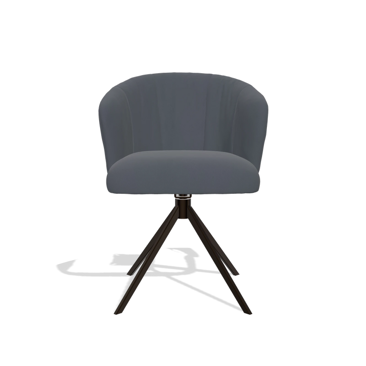 Sedia da pranzo Lecce 6703 in Pelle B961 (grigio scuro), base girevole in espresso, vista frontale