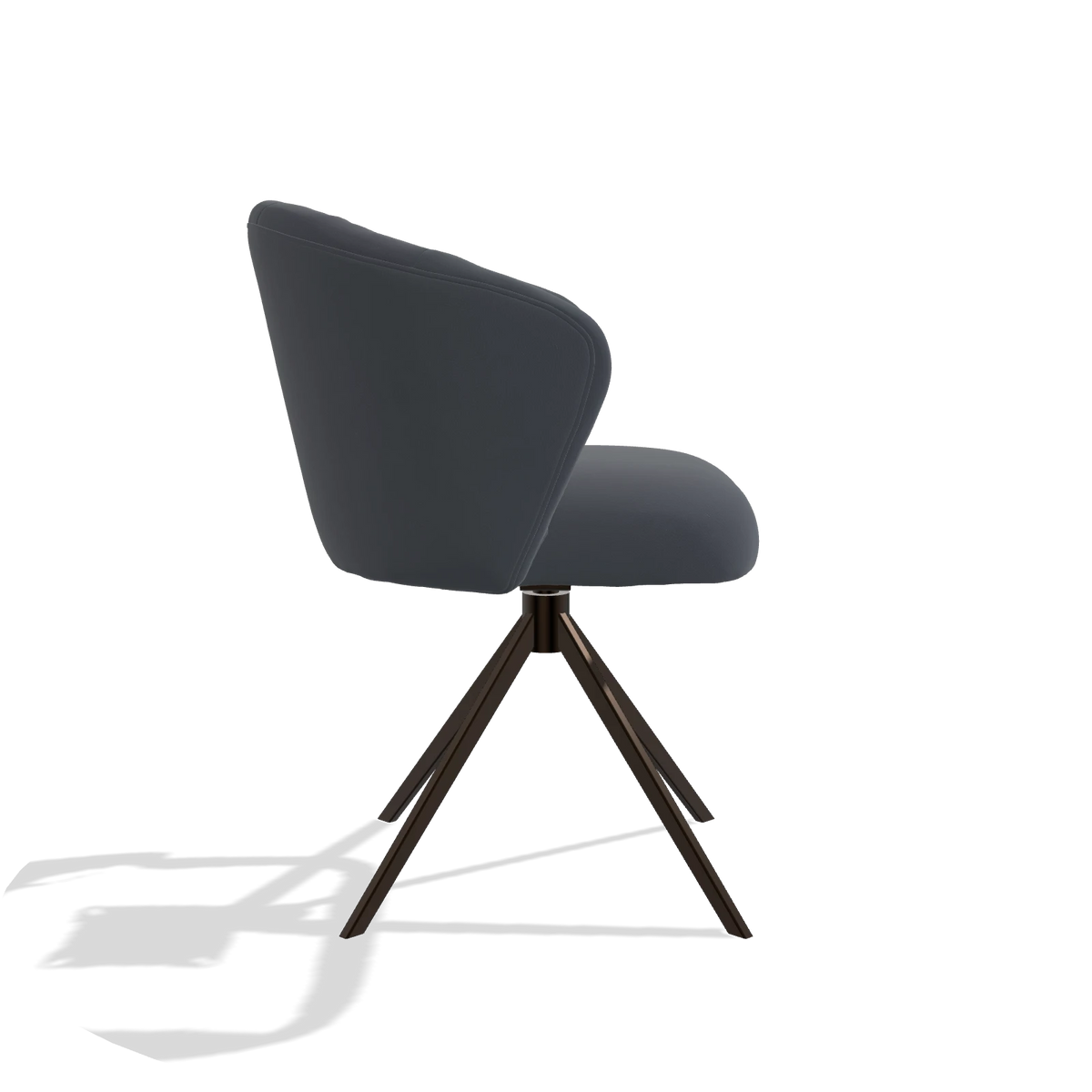 Sedia da pranzo Lecce 6703 in Pelle B961 (grigio scuro), base girevole in espresso, vista laterale