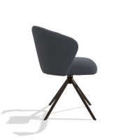 Sedia da pranzo Lecce 6703 in Pelle B961 (grigio scuro), base girevole in espresso, vista laterale