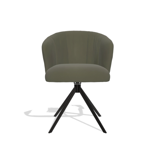 Chaise de salle à manger Lecce 6703 en Cuir B962 (gris foncé), pied pivotant en noir, vue de face