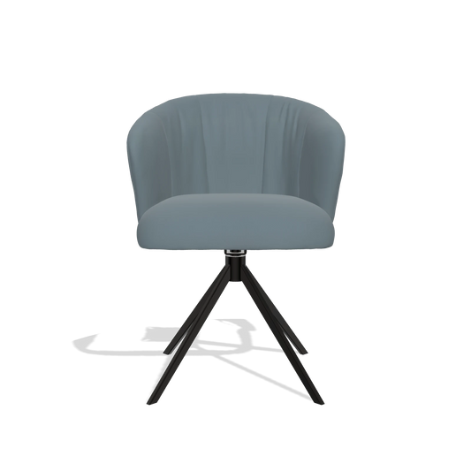 Chaise de salle à manger Lecce 6703 en Cuir B963 (gris), pied pivotant en noir, vue de face