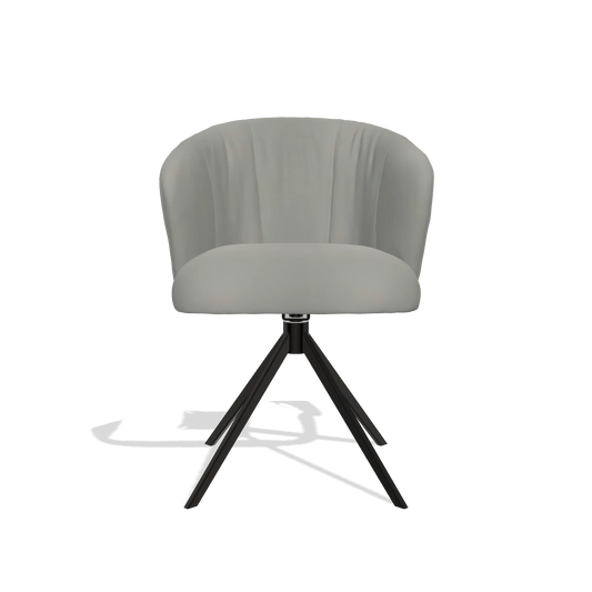 Chaise de salle à manger Lecce 6703 en Cuir B967 (grège), pied pivotant en noir, vue de face