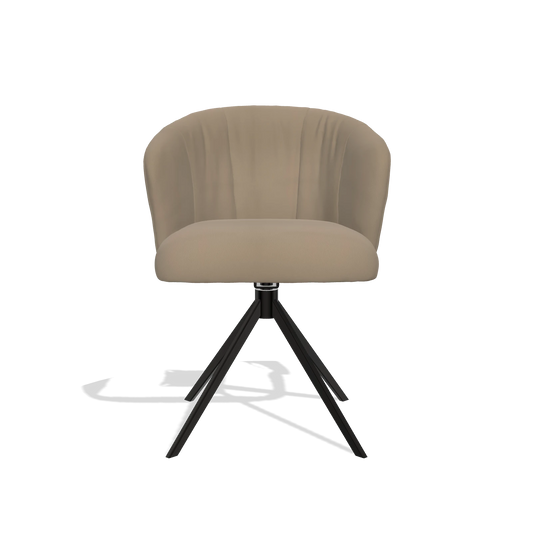 Chaise de salle à manger Lecce 6703 en Cuir B968 (taupe), pied pivotant en noir, vue de face
