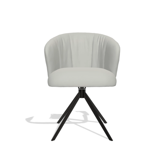 Chaise de salle à manger Lecce 6703 en Cuir B970 (gris clair), pied pivotant en noir, vue de face