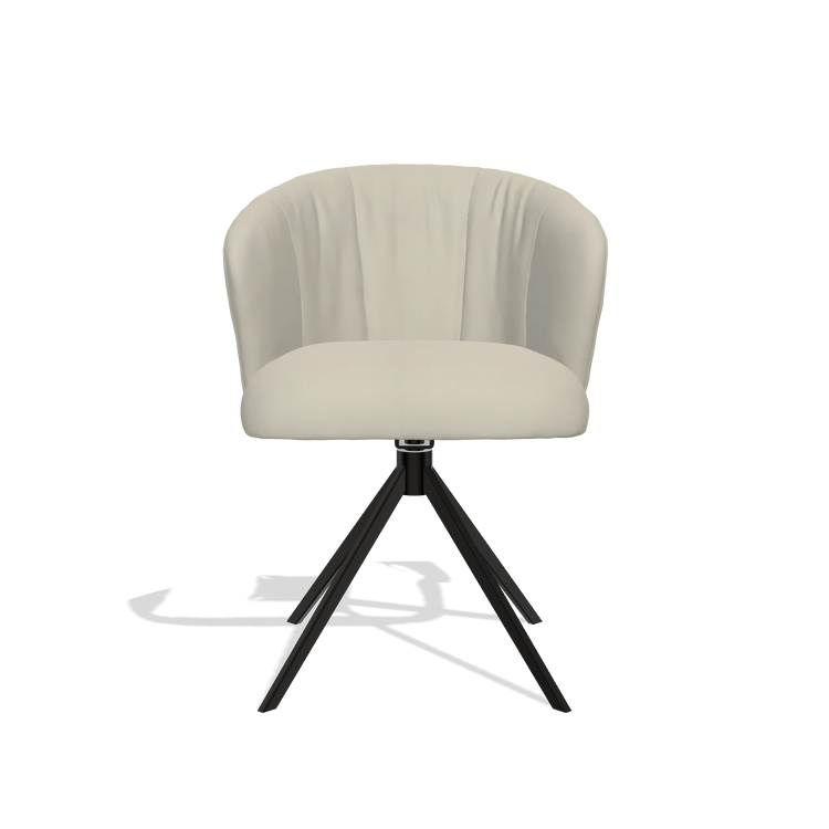 Dining Chair Lecce 6703 in Leather B971 (light grey), black swivel base, front view