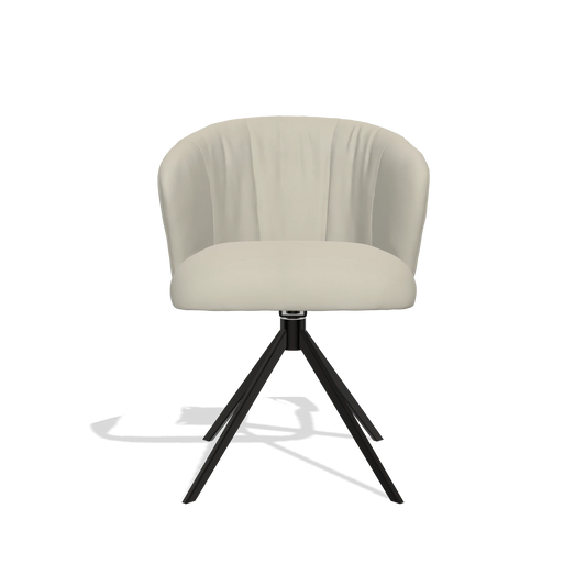 Chaise de salle à manger Lecce 6703 en Cuir B971 (gris clair), pied pivotant en noir, vue de face