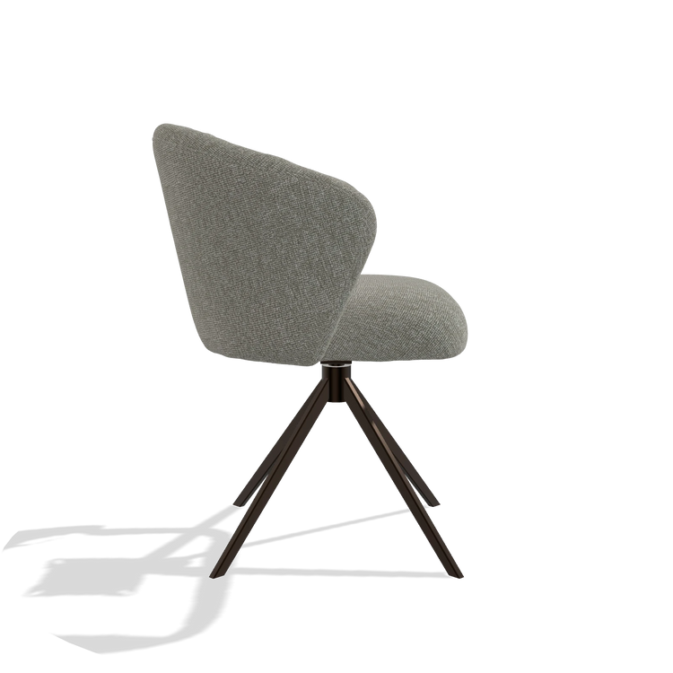 Esszimmerstuhl Lecce 6703 in Stoff Lodge 01 (Taupe), Drehfuß in Espresso, Seitenansicht
