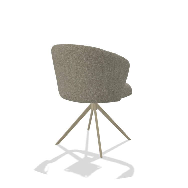 Esszimmerstuhl Lecce 6703 in Stoff Lodge 05 (Taupe), Drehfuß in Champagner, Schrägansicht von hinten