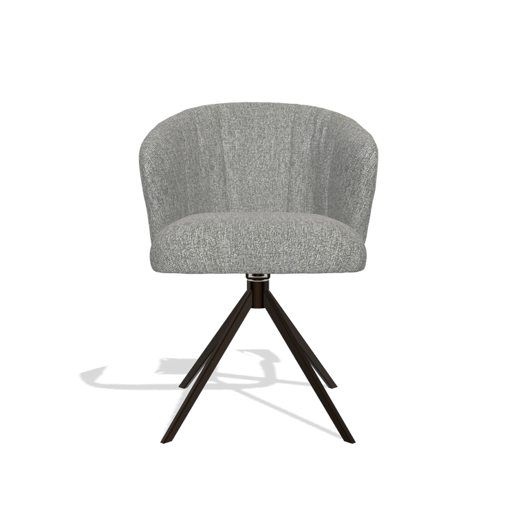 Dining Chair Lecce 6703 in Lodge 40 fabric (grey), espresso swivel base, front view