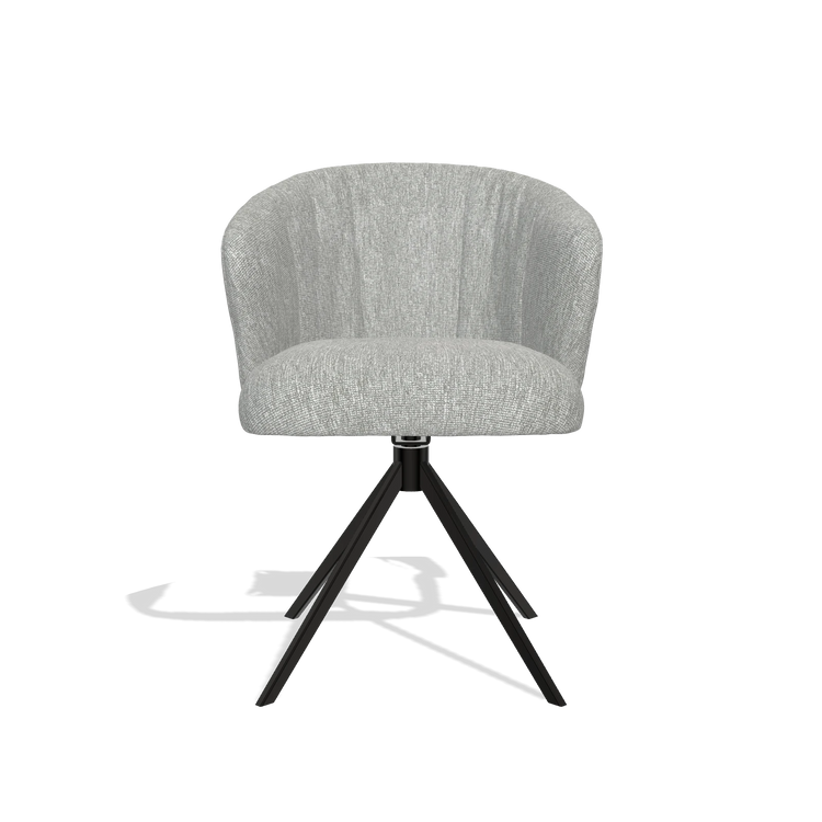 Silla de comedor Lecce 6703 en tela Lodge 60 (greige), base giratoria en negro, vista frontal
