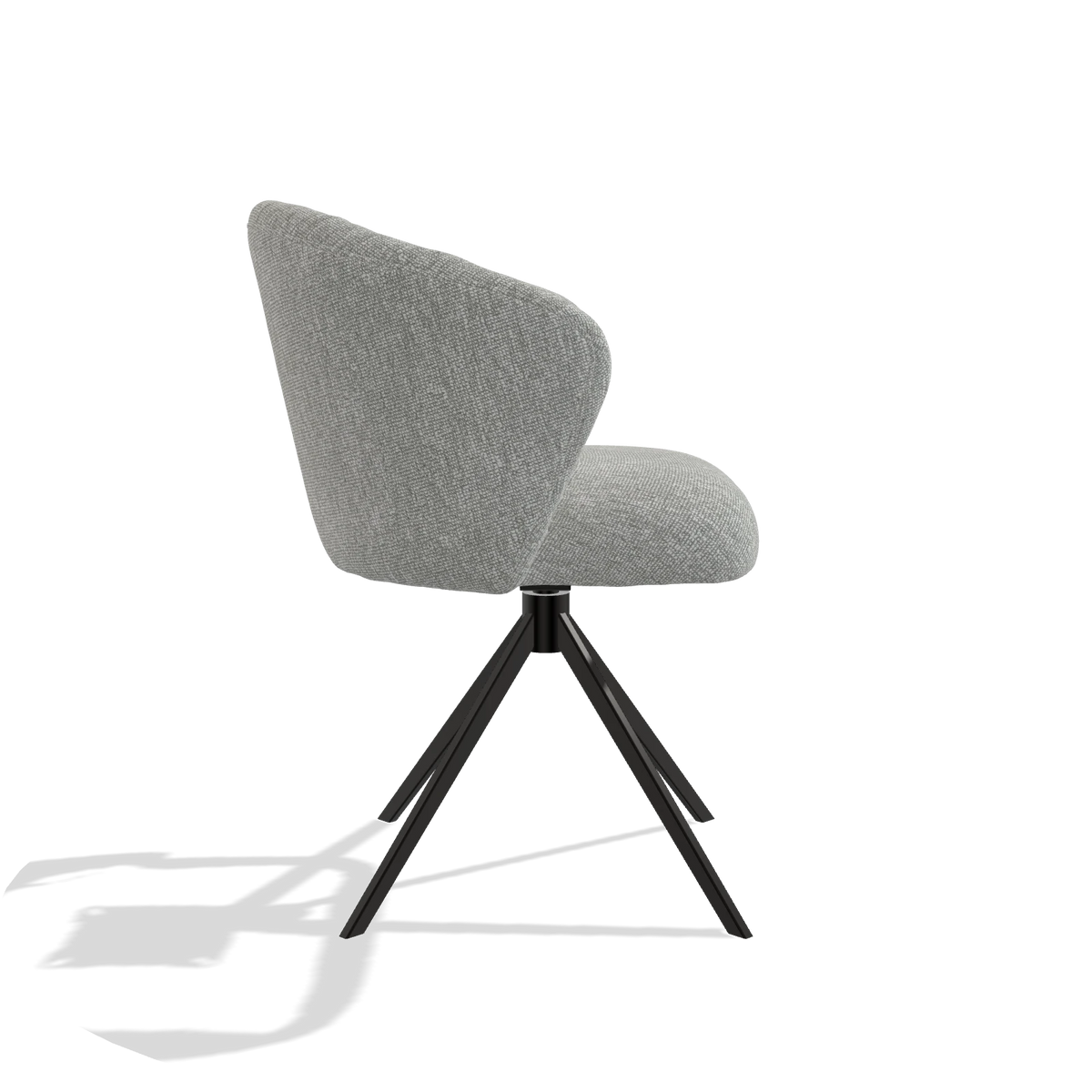 Silla de comedor Lecce 6703 en tela Lodge 60 (greige), base giratoria en negro, vista lateral