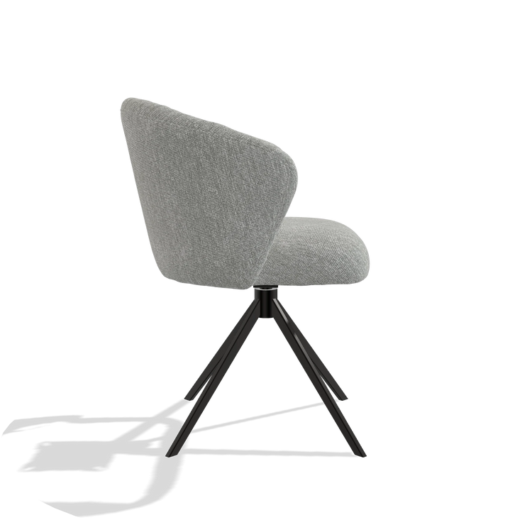 Silla de comedor Lecce 6703 en tela Lodge 60 (greige), base giratoria en negro, vista lateral