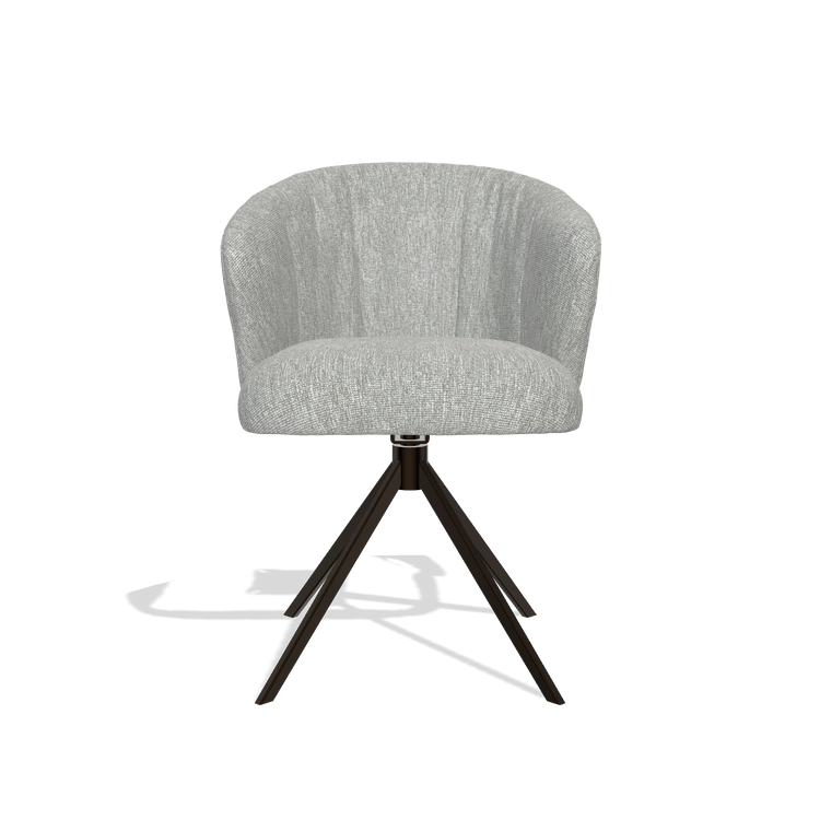 Silla de comedor Lecce 6703 en tela Lodge 60 (greige), base giratoria en espresso, vista frontal