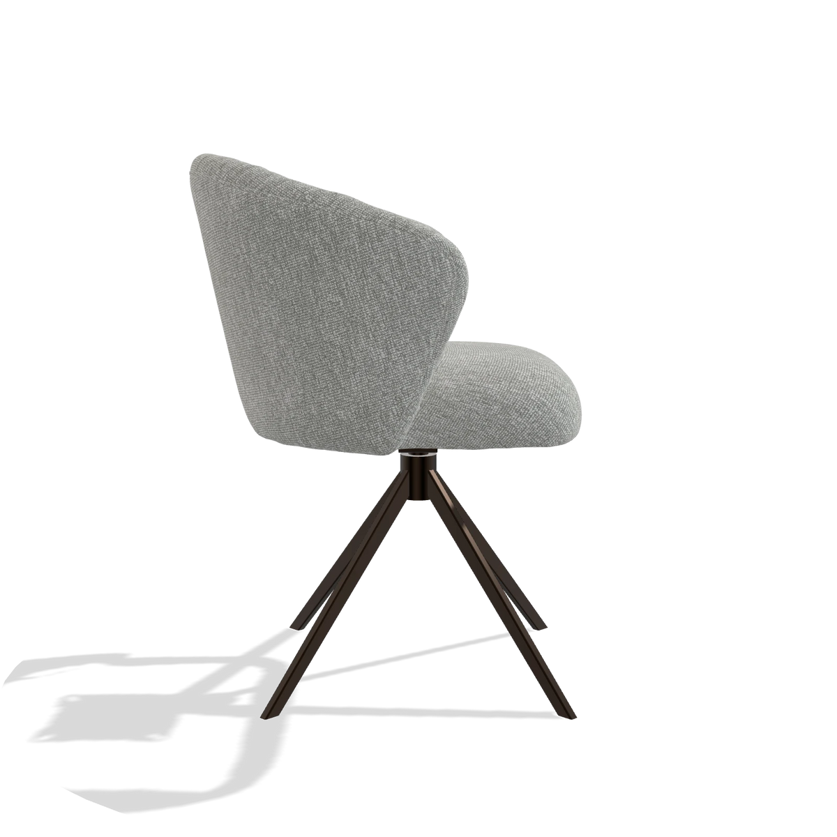 Silla de comedor Lecce 6703 en tela Lodge 60 (greige), base giratoria en espresso, vista lateral