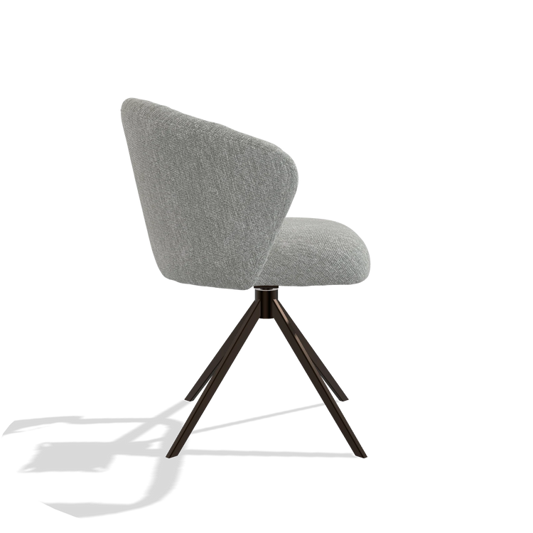 Silla de comedor Lecce 6703 en tela Lodge 60 (greige), base giratoria en espresso, vista lateral
