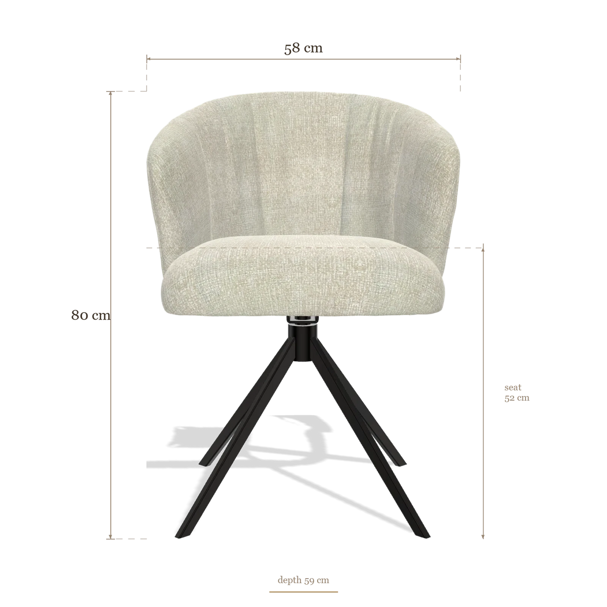 Eetkamerstoel Lecce 6703, afmetingen 58 x 59 x 80 cm