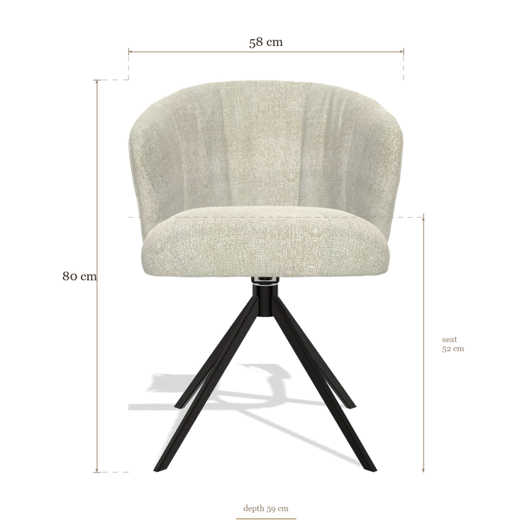 Eetkamerstoel Lecce 6703, afmetingen 58 x 59 x 80 cm