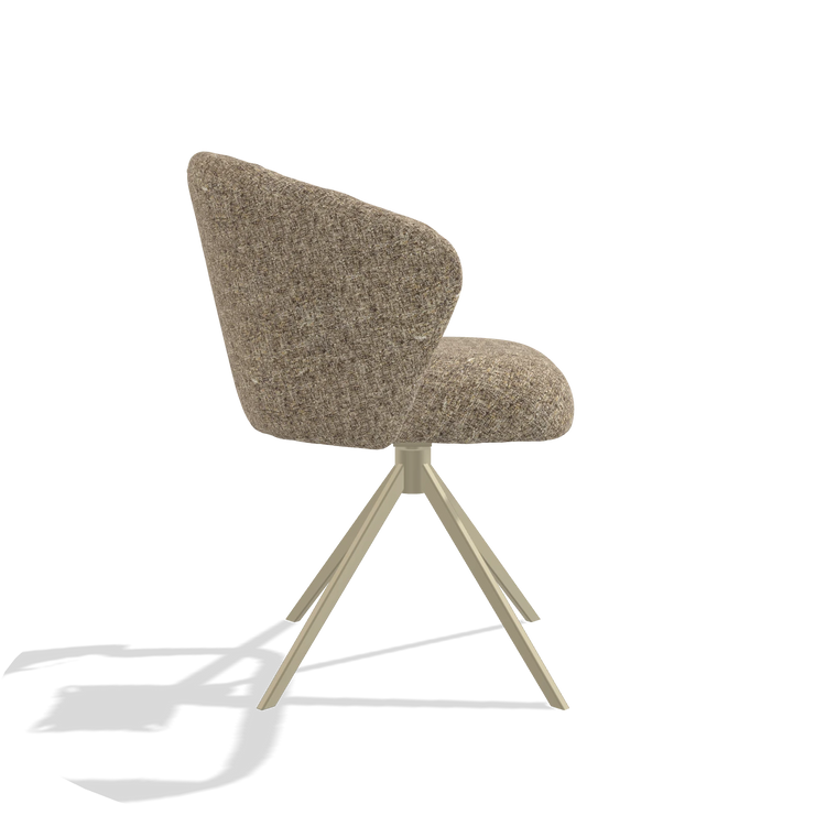 Dining Chair Lecce 6703 in Oasis 176 fabric (taupe), champagne swivel base, side view