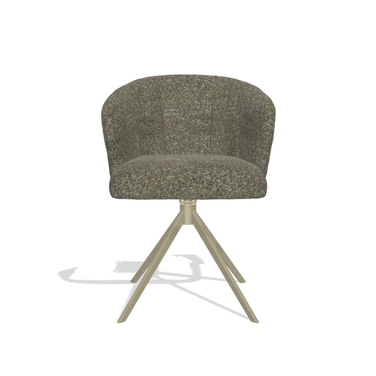 Dining Chair Lecce 6703 in Oasis 88 fabric (brown), champagne swivel base, front view
