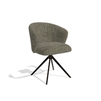 Dining Chair Lecce 6703 in Oasis 88 fabric (brown), espresso swivel base, angled view