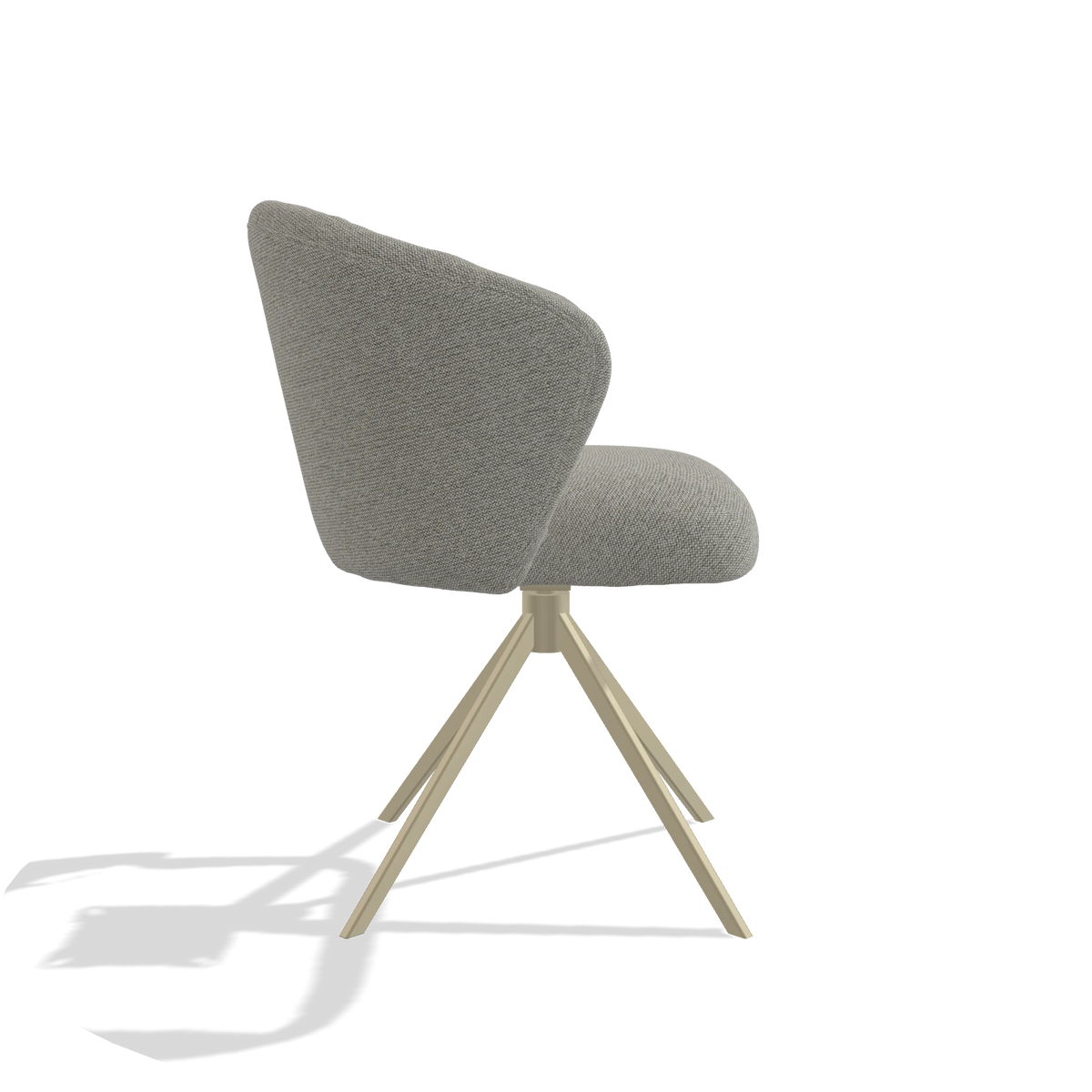 Sedia da pranzo Lecce 6703 in tessuto Sneak 01 (grigio), base girevole in champagne, vista laterale