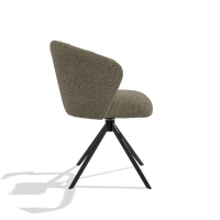 Dining Chair Lecce 6703 in Sneak 124 fabric (olive), black swivel base, side view