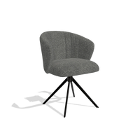 Silla de comedor Lecce 6703 en tela Sneak 65 (gris oscuro), base giratoria en negro, vista en ángulo