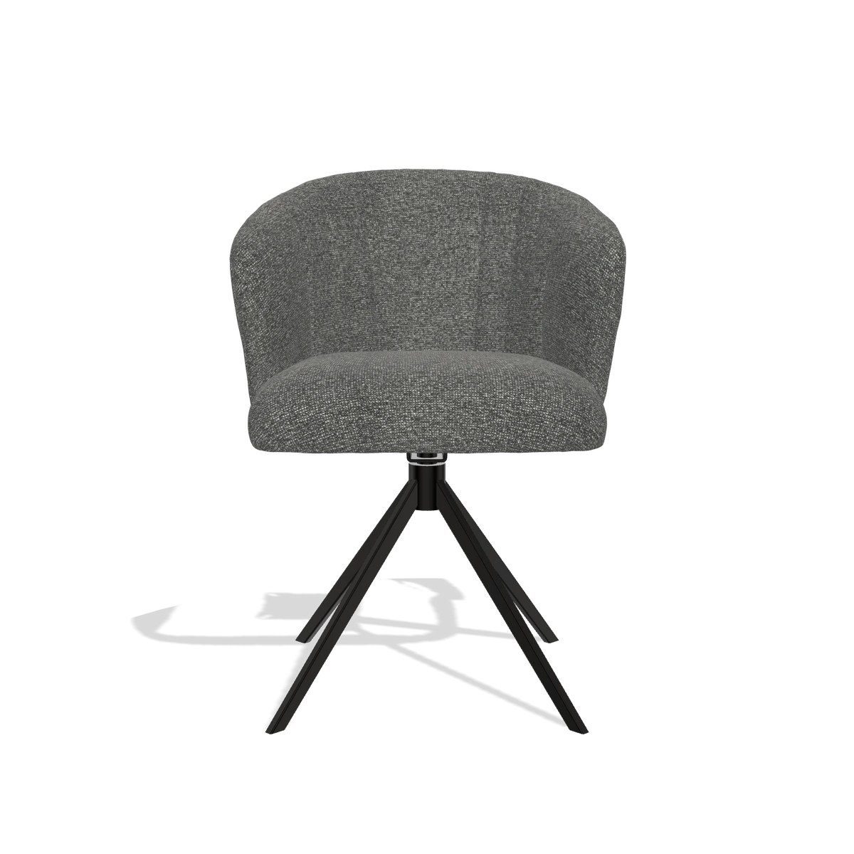 Silla de comedor Lecce 6703 en tela Sneak 65 (gris oscuro), base giratoria en negro, vista frontal