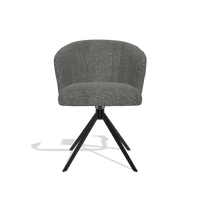 Silla de comedor Lecce 6703 en tela Sneak 65 (gris oscuro), base giratoria en negro, vista frontal