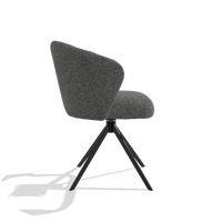 Silla de comedor Lecce 6703 en tela Sneak 65 (gris oscuro), base giratoria en negro, vista lateral