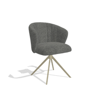 Silla de comedor Lecce 6703 en tela Sneak 65 (gris oscuro), base giratoria en champán, vista en ángulo