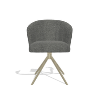 Silla de comedor Lecce 6703 en tela Sneak 65 (gris oscuro), base giratoria en champán, vista frontal