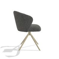 Silla de comedor Lecce 6703 en tela Sneak 65 (gris oscuro), base giratoria en champán, vista lateral