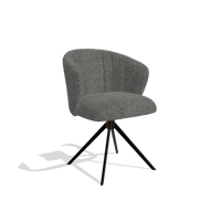 Silla de comedor Lecce 6703 en tela Sneak 65 (gris oscuro), base giratoria en espresso, vista en ángulo