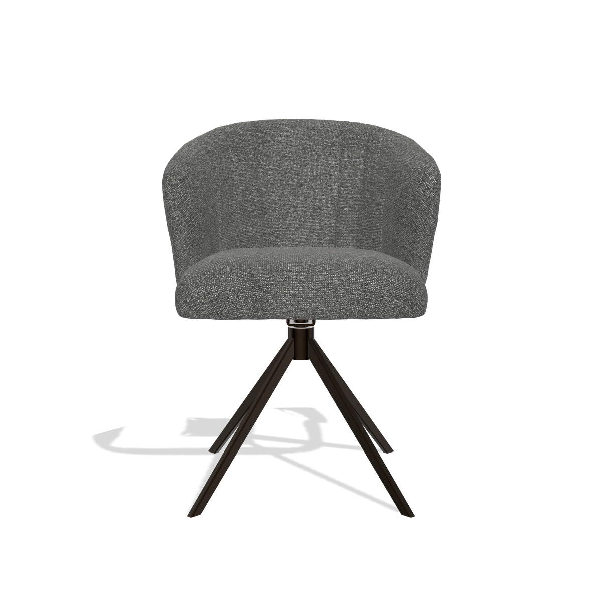 Silla de comedor Lecce 6703 en tela Sneak 65 (gris oscuro), base giratoria en espresso, vista frontal