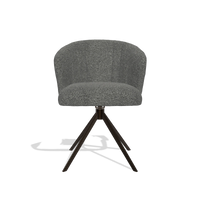 Silla de comedor Lecce 6703 en tela Sneak 65 (gris oscuro), base giratoria en espresso, vista frontal